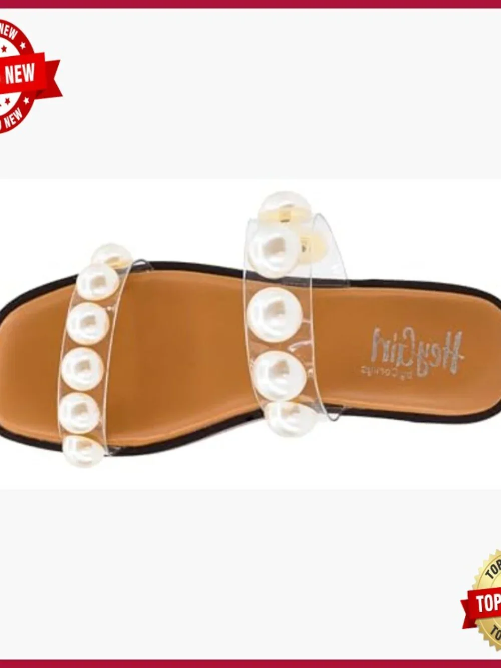 Women's Leather Sandals with Stud Accents, Cushioned Insole, Slip-On Style